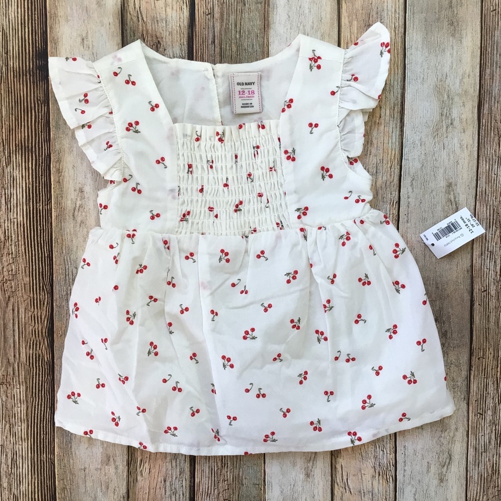 NWT Old Navy Cherry Smocked Top